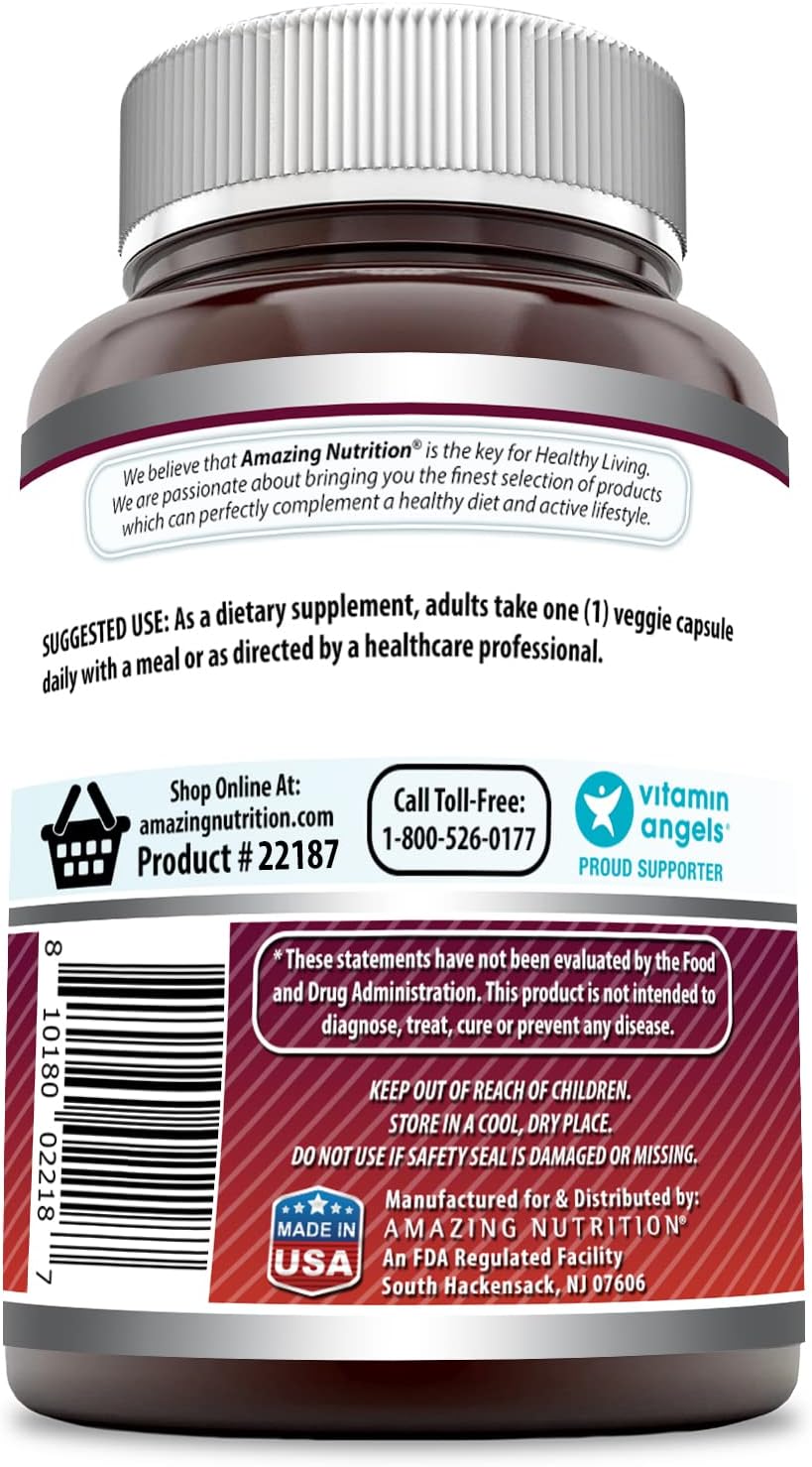 Amazing Formulas Quercetin 500mg 120 Veggie Capsules Supplement - Non-GMO - Gluten Free - Supports Overall Health  Well Being