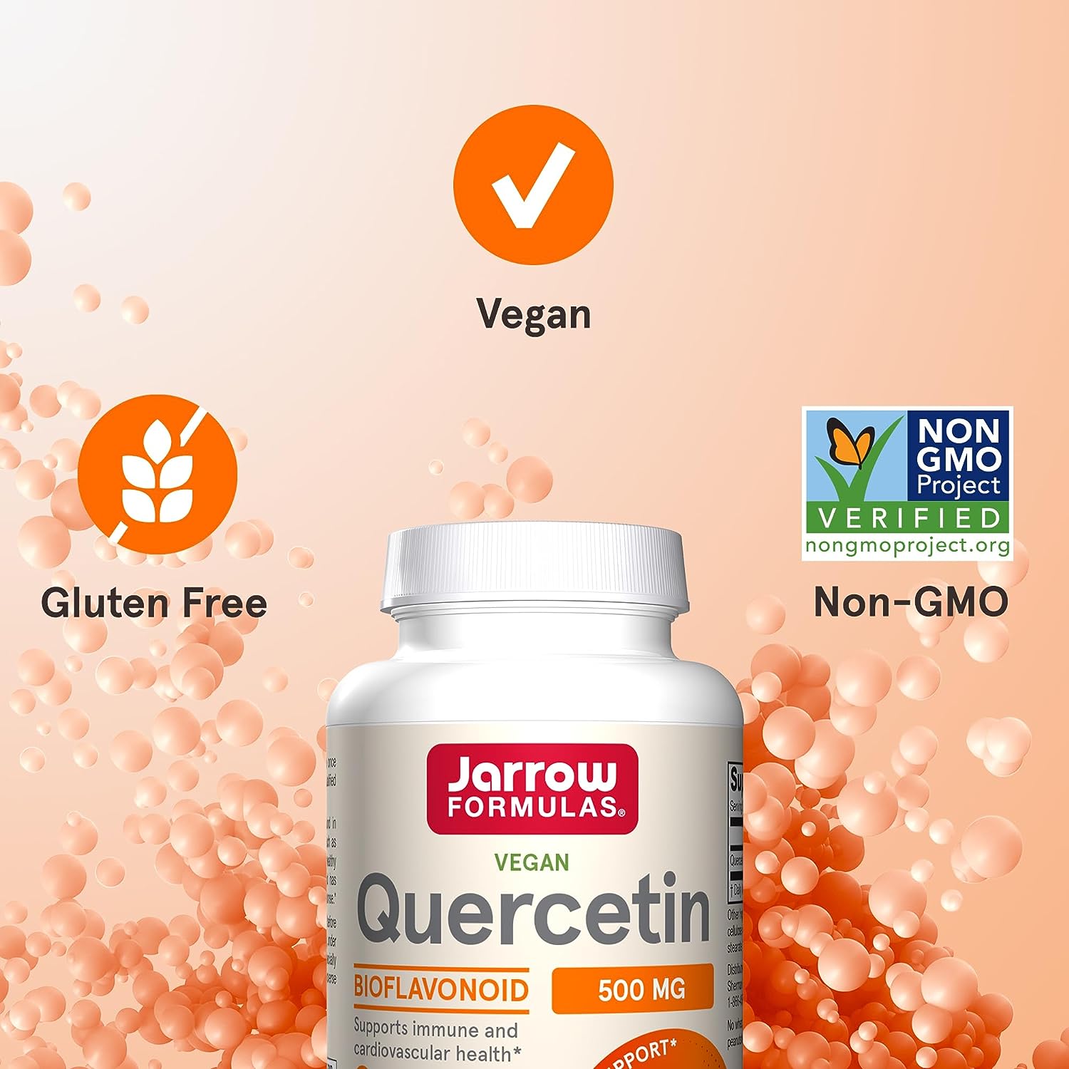 Jarrow Formulas Quercetin 500 mg - Bioflavonoid - Quercetin Dietary Supplement - 100 Servings (Veggie Caps) - Supports Cellular Function, Cardiovascular Health, Immune Health  Response