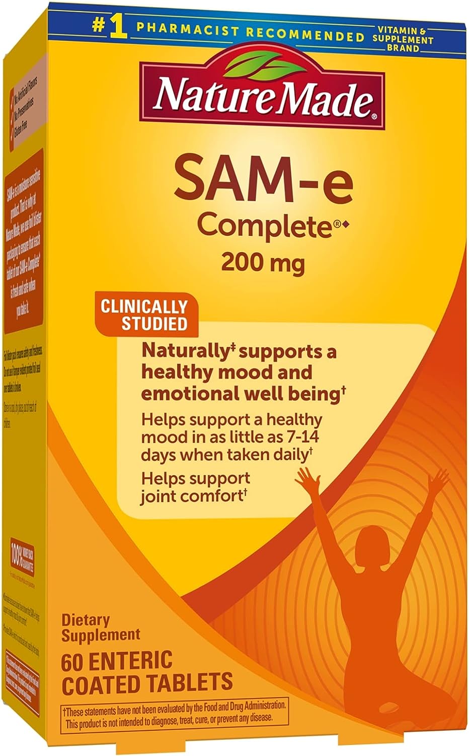 Nature Made SAM-e 200 mg Complete, Dietary Supplement for Mood Support, 60 Tablets, 30 Day Supply