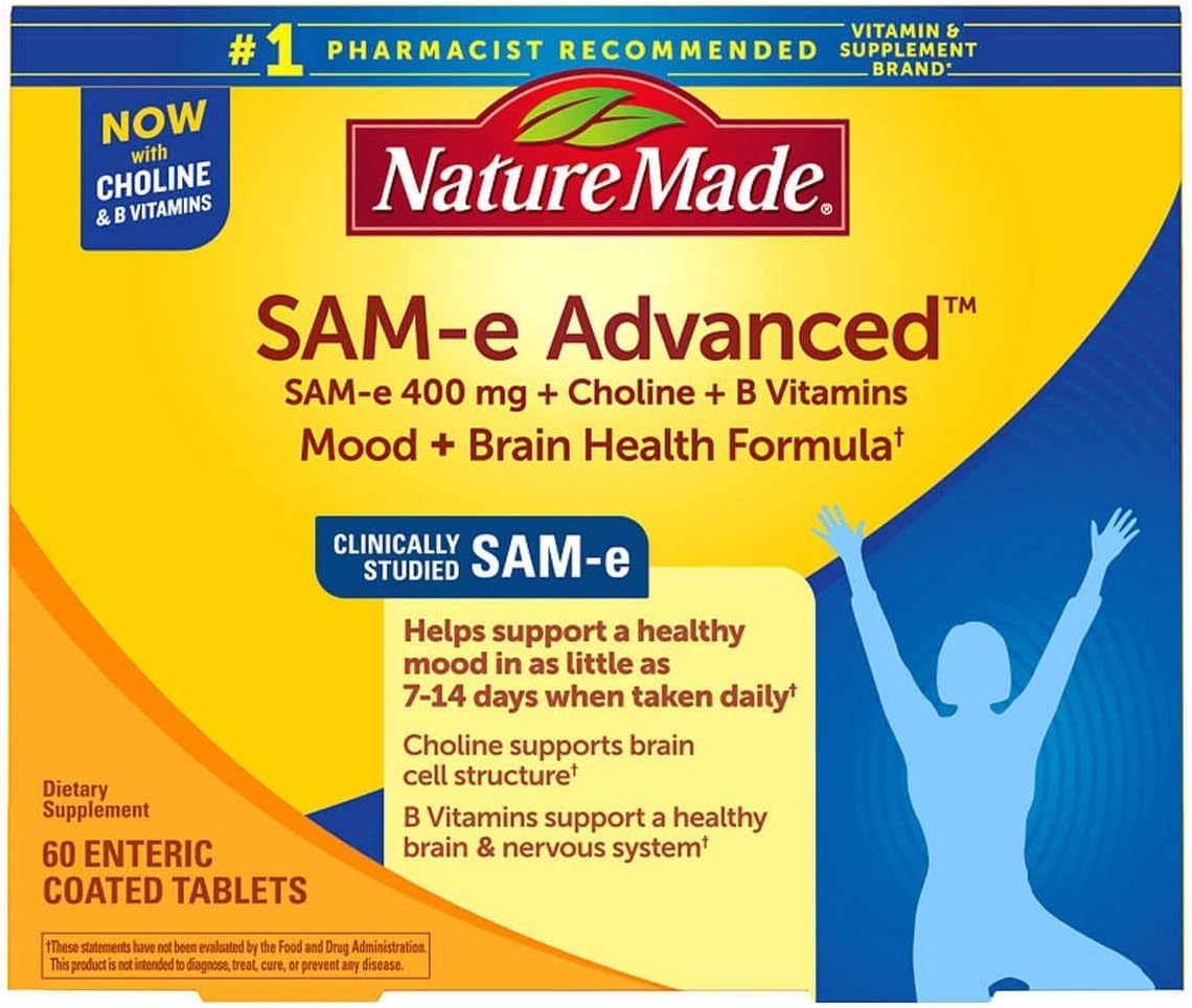 Nature Made SAM-e Complete 400 mg - 60 Enteric Coated Tablets : Health  Household