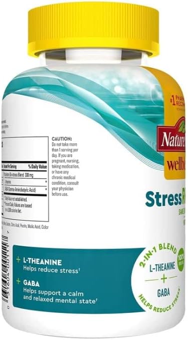 Nature Made Wellblends Stress Relief Gummies, L-theanine to Help Reduce Stress, with GABA, Same Day Stress Support, 84 Strawberry Flavor Gummies