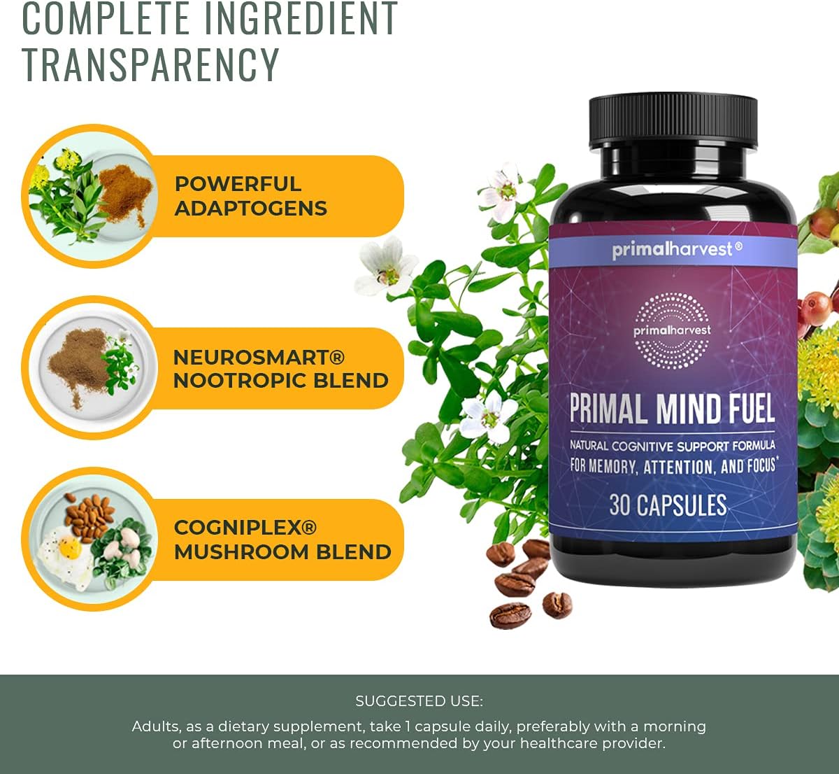 Primal Harvest Mind Fuel  Omega 3 Supplements for Women and Men Fish Oil Capsules and Mind Fuel Brain Booster Pills Bundle