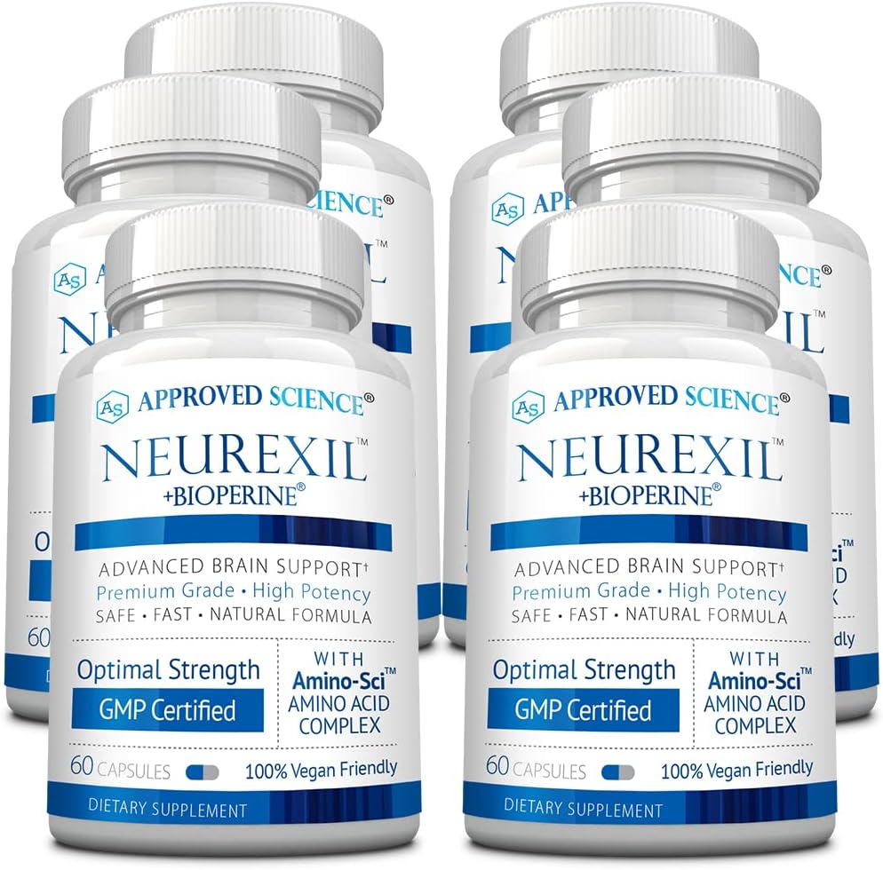 Approved Science Neurexil - Natural Nootropic Support with DMAE - Enhance Brain Function, Sharpen Clarity, Boost Memory - L-Tyrosine, Ginkgo Biloba, Huperzine A, BioPerine - 6 Month Supply