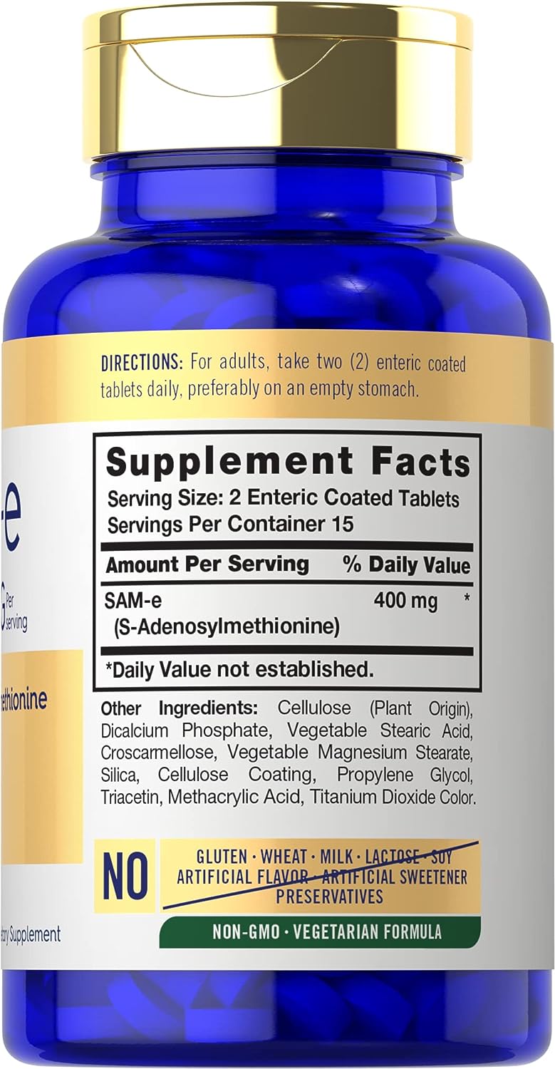 Carlyle SAM-e 400mg | 30 Tablets | S-Adenosylmethionine Pills | Non-GMO, Gluten Free Supplement