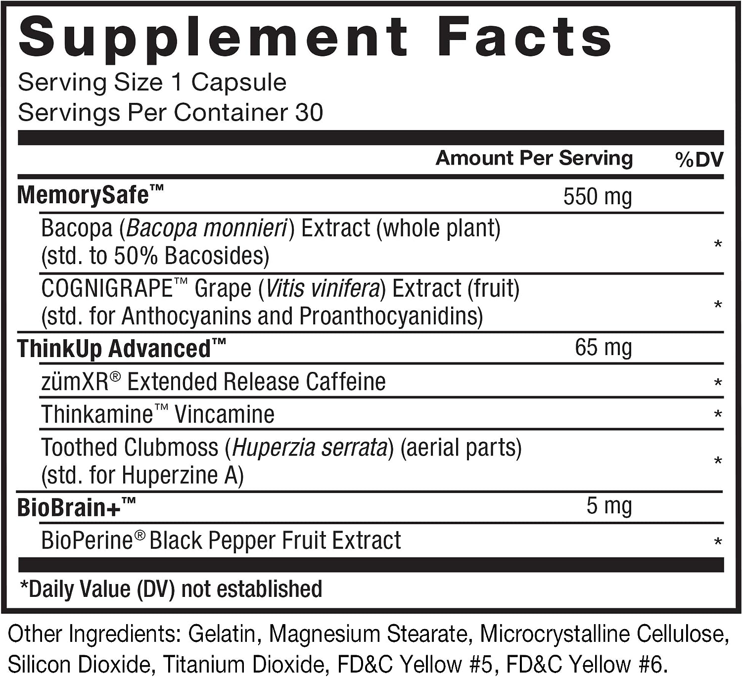 FORCE FACTOR Forebrain Nootropic Brain Supplement with Caffeine Bacopa and Huperzine A Capsules 3Pack, White, 90 Count