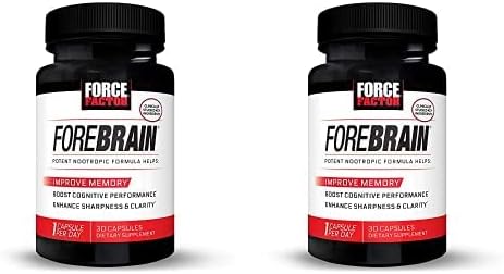 Forebrain Nootropic Brain Supplement to Improve Memory, Boost Focus, Increase Mental Energy, and Support Brain Health with Caffeine, Bacopa, and Huperzine A, Force Factor, 30 Capsules (Pack of 2)