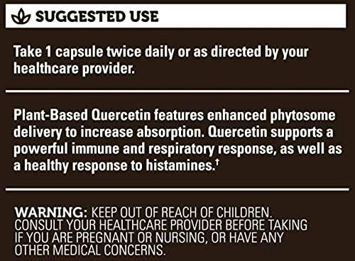 Global Healing Center Quercetin 250 mg Supplement to Support Immune System Function, Respiratory Health  Bodys Natural Response to Occasional Allergies-QuerceFIT without Bromelain  Zinc-60 Capsules