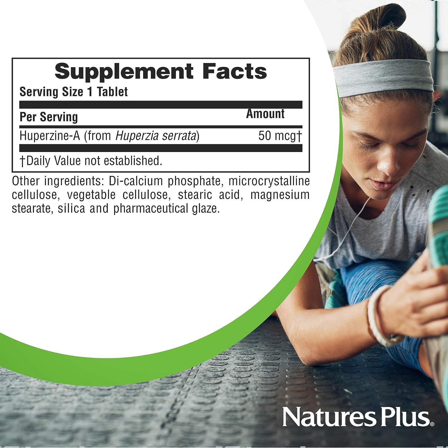 NaturesPlus Huperzine Rx-Brain - 50 mcg, 30 Vegetarian Tablets - Brain Support Supplement with Neuronutrients- Gluten-Free - 30 Servings